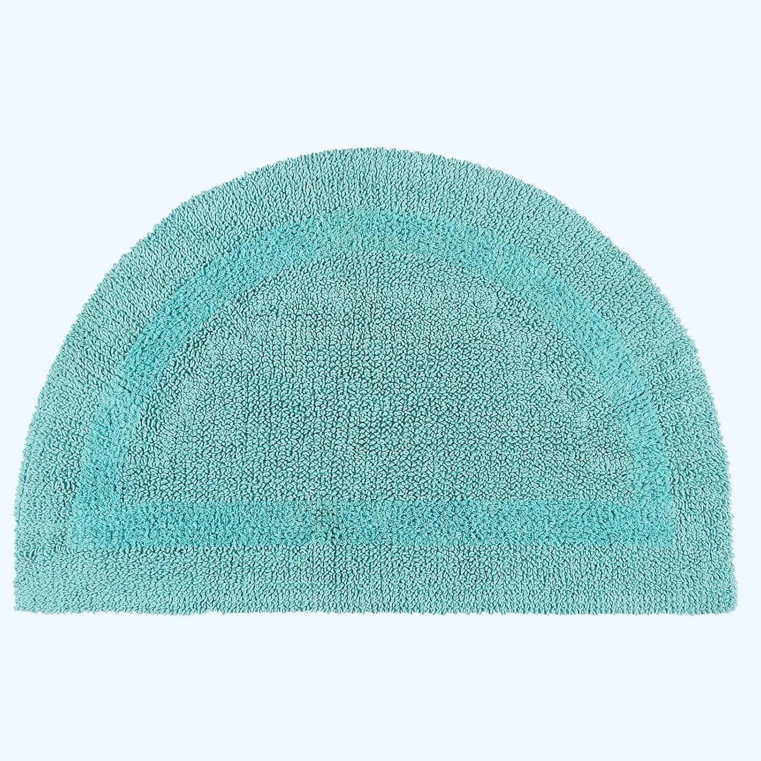 HOMESCAPES round Bath Mat Soft 100% Cotton Reversible Non Slip Washable Super Absorbent Quick Dry Grey 80Cm