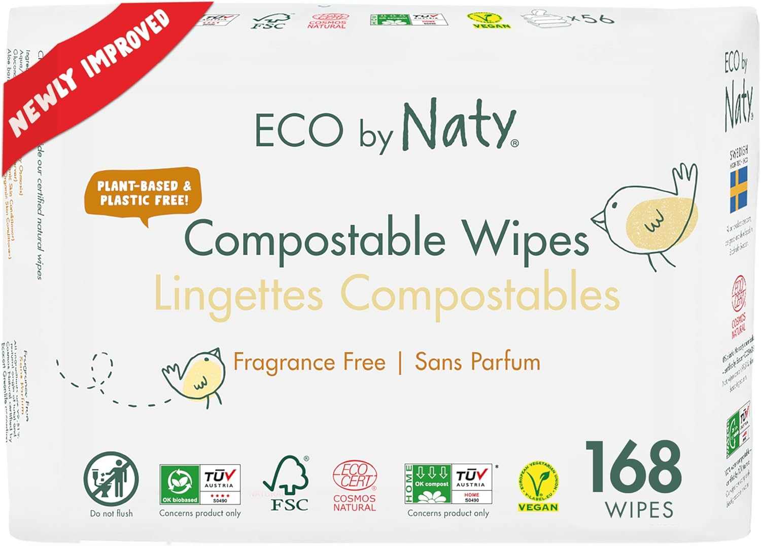ECO by Naty Baby Wipes, Unscented, 12 Packs of 56 (672 Count)