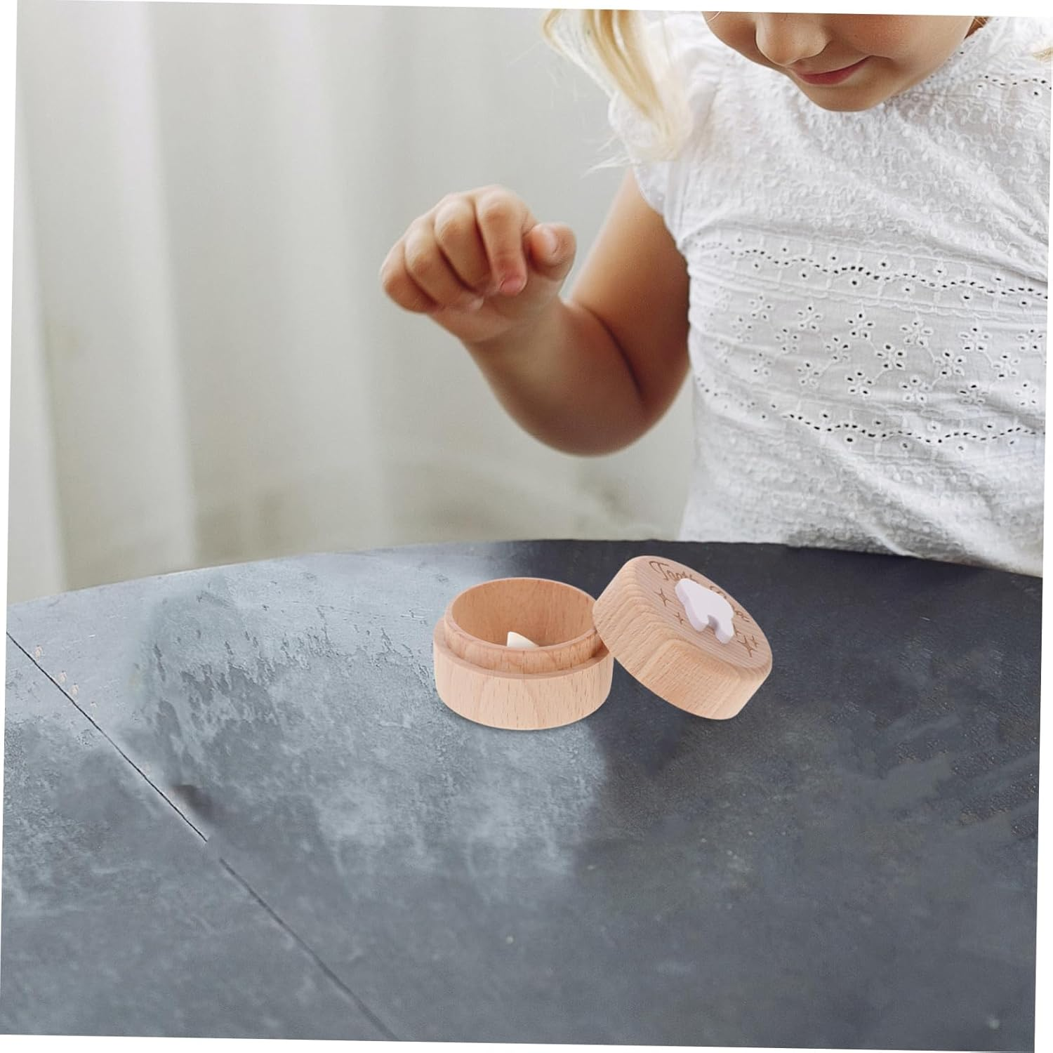 Baby Tooth Holder and Fetal Hair Storage Box Wooden Boys and Girls First Tooth Case Portable Design for and Hair Keepsake Natural Wood for Boys and Girls image number 6