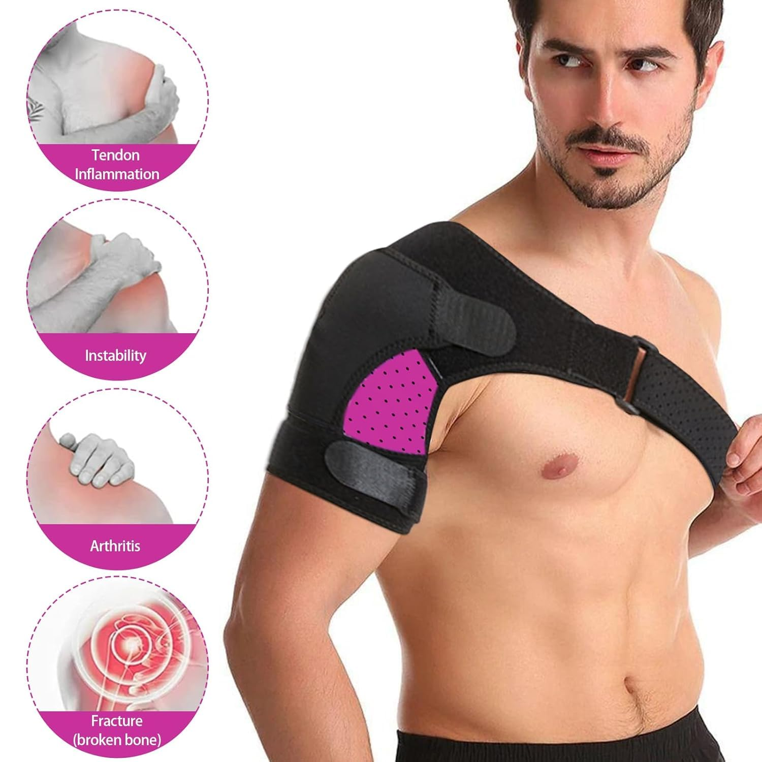 1Pc Adjustable Rotator Cuff Shoulder Brace Compression Sleeve, Shoulder Support Brace & Rotator Cuff for Men or Women image number 1