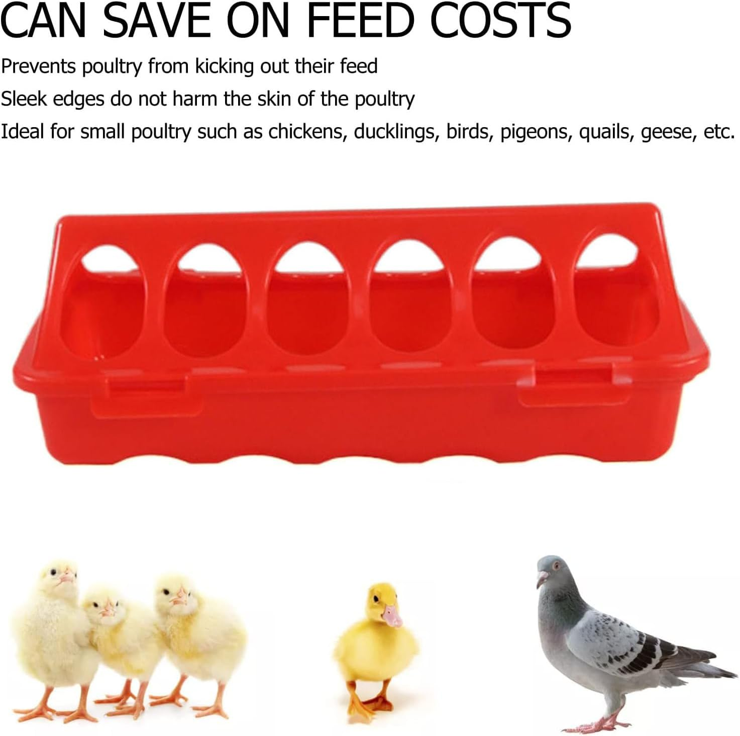 WADY Chick Feeder Waterer, Chicken Feeder, Quail Water Feeder, 6 Slots Duckling Feeder, Bird Feeding Dispenser for Pigeon Parrots Chicks Quail Duck Bird Poultry Animal, Chick Feeder Trough image number 4