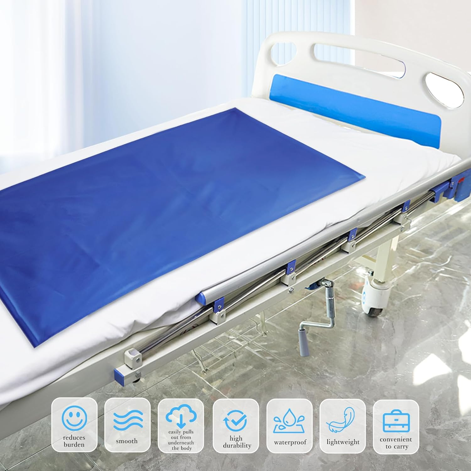 ENLUNTRA Tubular Slide Sheet for Patient Transfer, Sliding Sheet to Assist Moving Elderly, Draw Sheet for Cars, Vehicles, Wheelchairs and Bed Transfers for Turning, Repositioning, Sliding, Blue, 1Psc, 138X76Cm - Blue-M image number 6