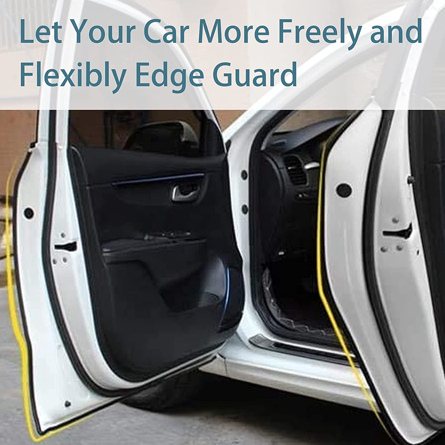 Car Door Edge Guards Worthplanet 32.8Ft/10M U Shape Edge Trim Rubber Car Protection Door Edge, Anti-Collision Rubber Fits for Most Universal Vehicle W120026 (Black) image number 1