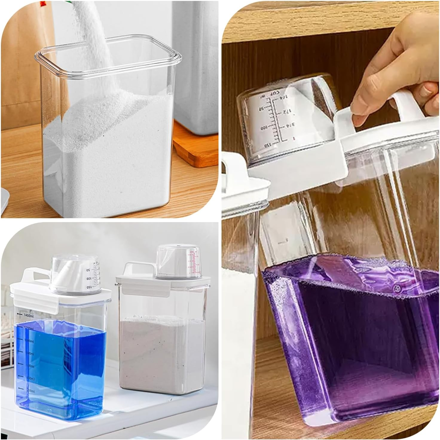1800 Ml Airtight Detergent Dispenser with Measuring Cup, Multi-Purpose Washing Powder Dispenser for Powder, Washing Powder Storage Box, Laundry Detergent Box, Storage Container for Detergent, Food image number 2