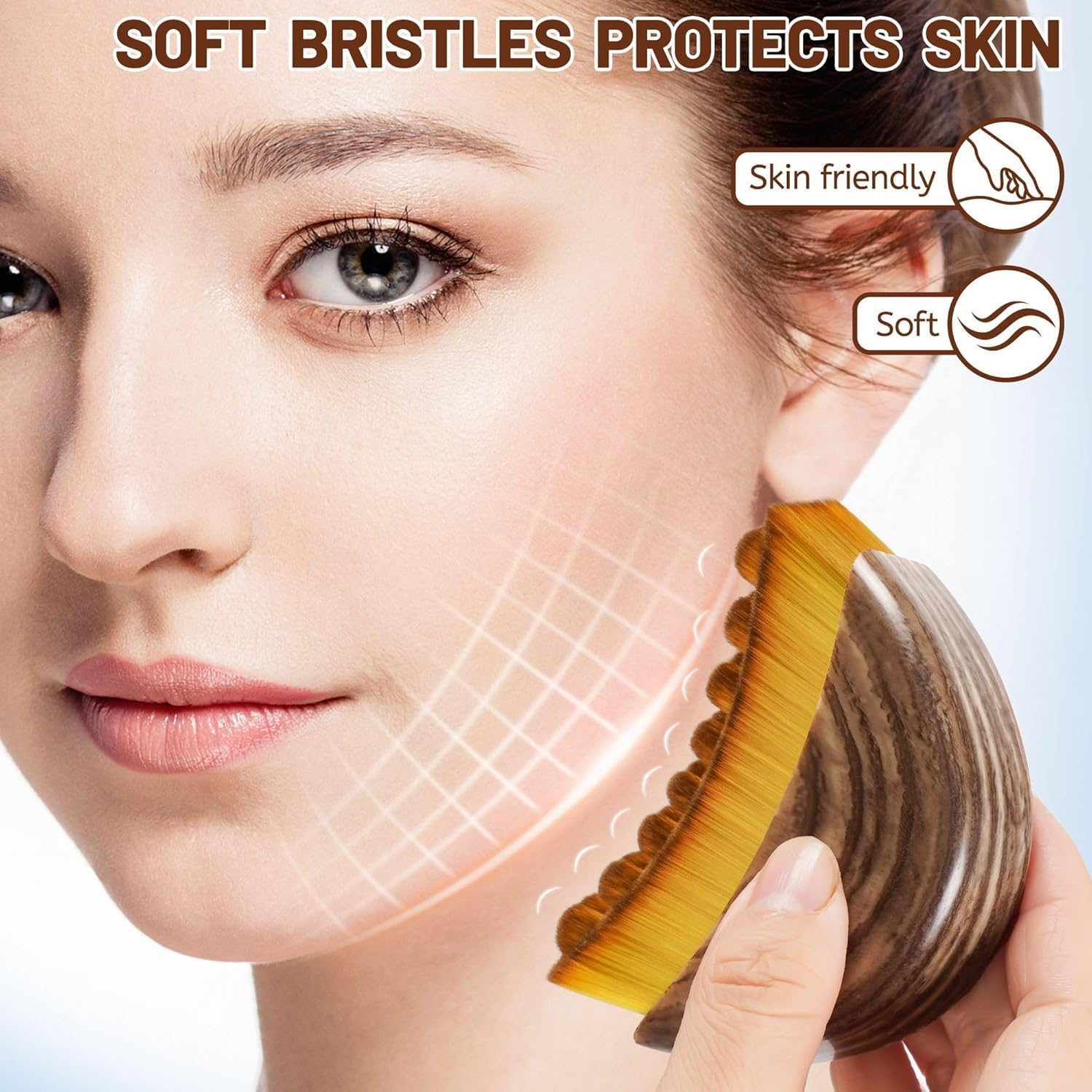 Lymphatic Contour Face Brush &ndash; Ultra-Soft Lymphatic Drainage Face Brush for Chin & Neck, Gentle Dry Brush for Facial Massage & Puffiness Relief, Ergonomic Portable Beauty Tool with Travel Case image number 5