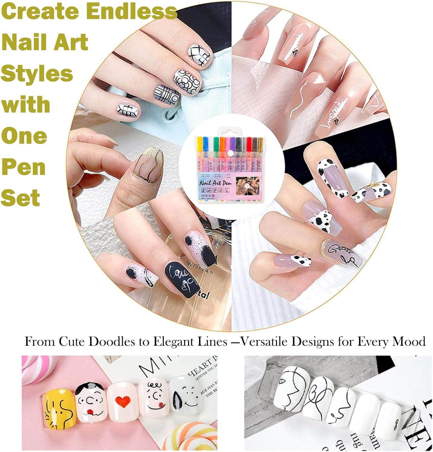 Gold Nail Art Pen, 0.7Mm Fine Tip Quick-Dry Acrylic Polish Marker for Precise Line Art, Metallic Nail Design Tool for DIY Manicure & Salon, French Tips and Elegant Holiday Decoration (GD) image number 2