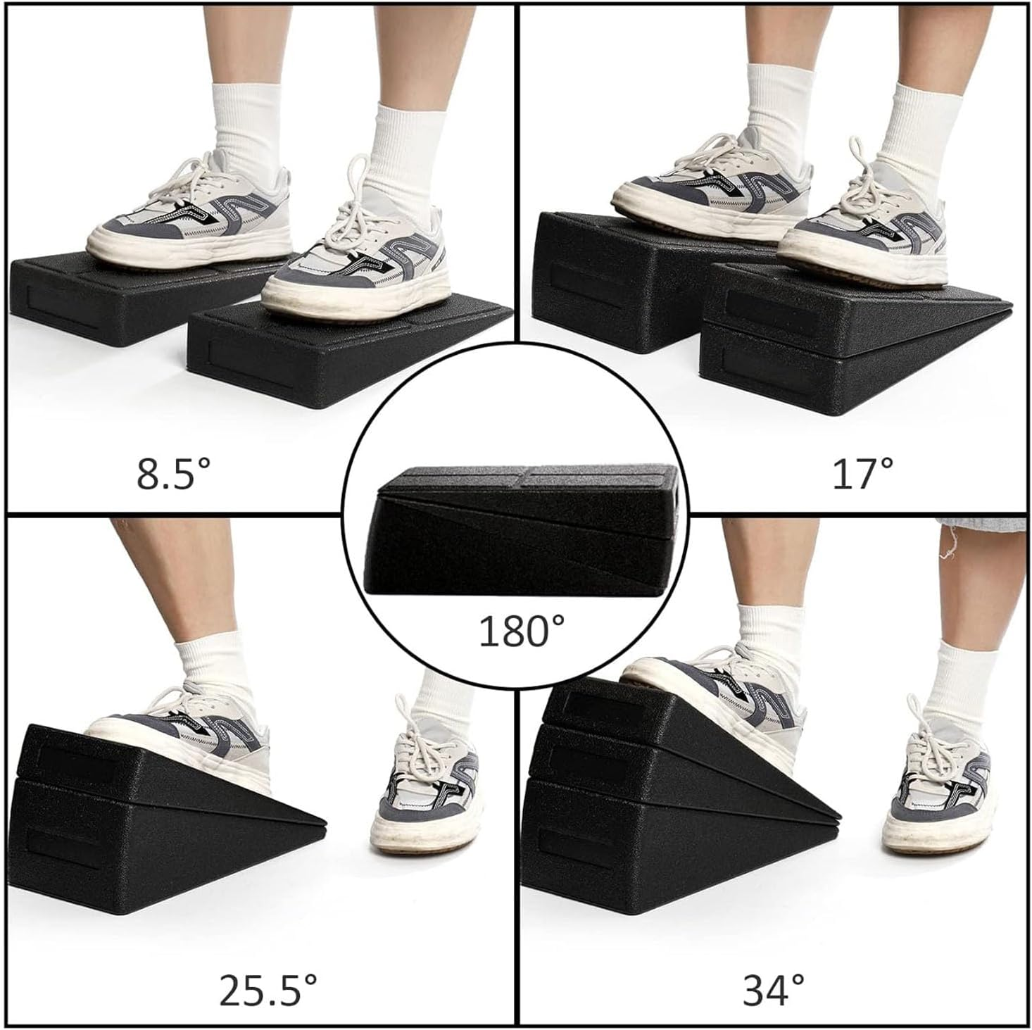 Adjustable Angle Slant Board for Calf Stretching, Strengthening & Mobility Improvement, Non-Slip, Multi-Functional, Black, EPP Foam image number 4