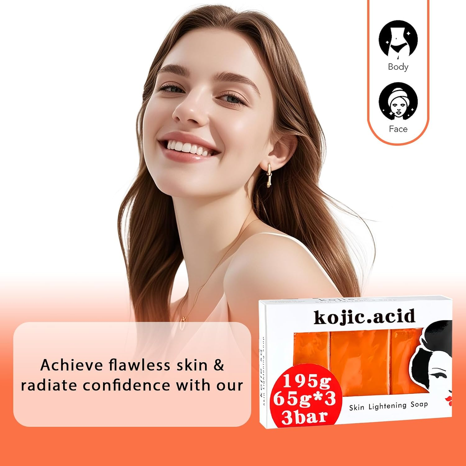 3 Pcs Turmeric and Kojic Acid Soap, Turmeric and Kojic Acid Soap,Bightoning Kojic Soap,Gentle Moisturizing Bar Soap,Suitable for Body, Face Daily Cleansing Skin Care image number 3