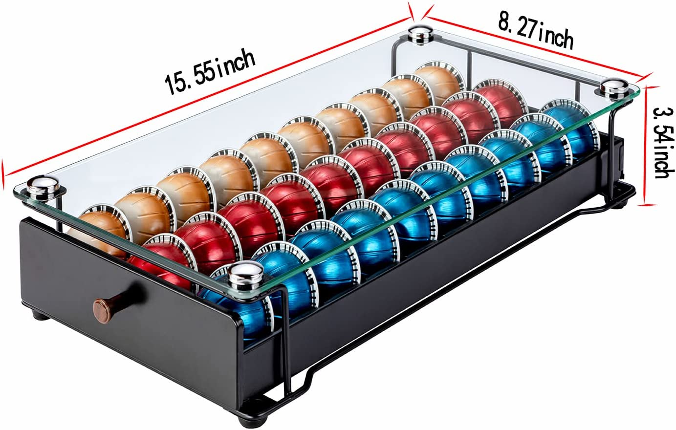 Rice Rat Vertuo Capsule Holder Drawer for Nespresso with Glass (Class-30 Pods) image number 3