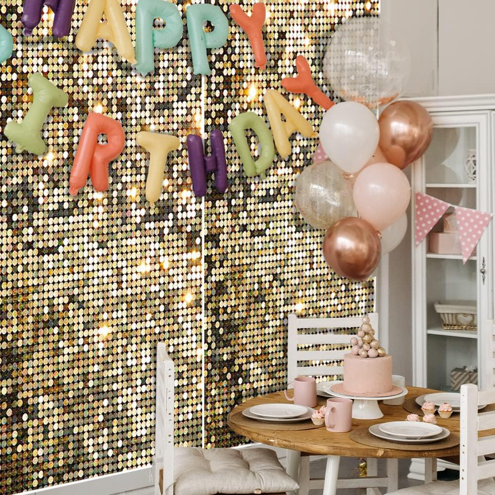 Glitter Photography Backdrop 1.5X1M/4.9X3.3Ft, Golden Spots Party Backdrop, Foldable Soft Vinyl Fabric Photo Background, Sequin Backcloth for Party Wedding Decoration (Style A) image number 6