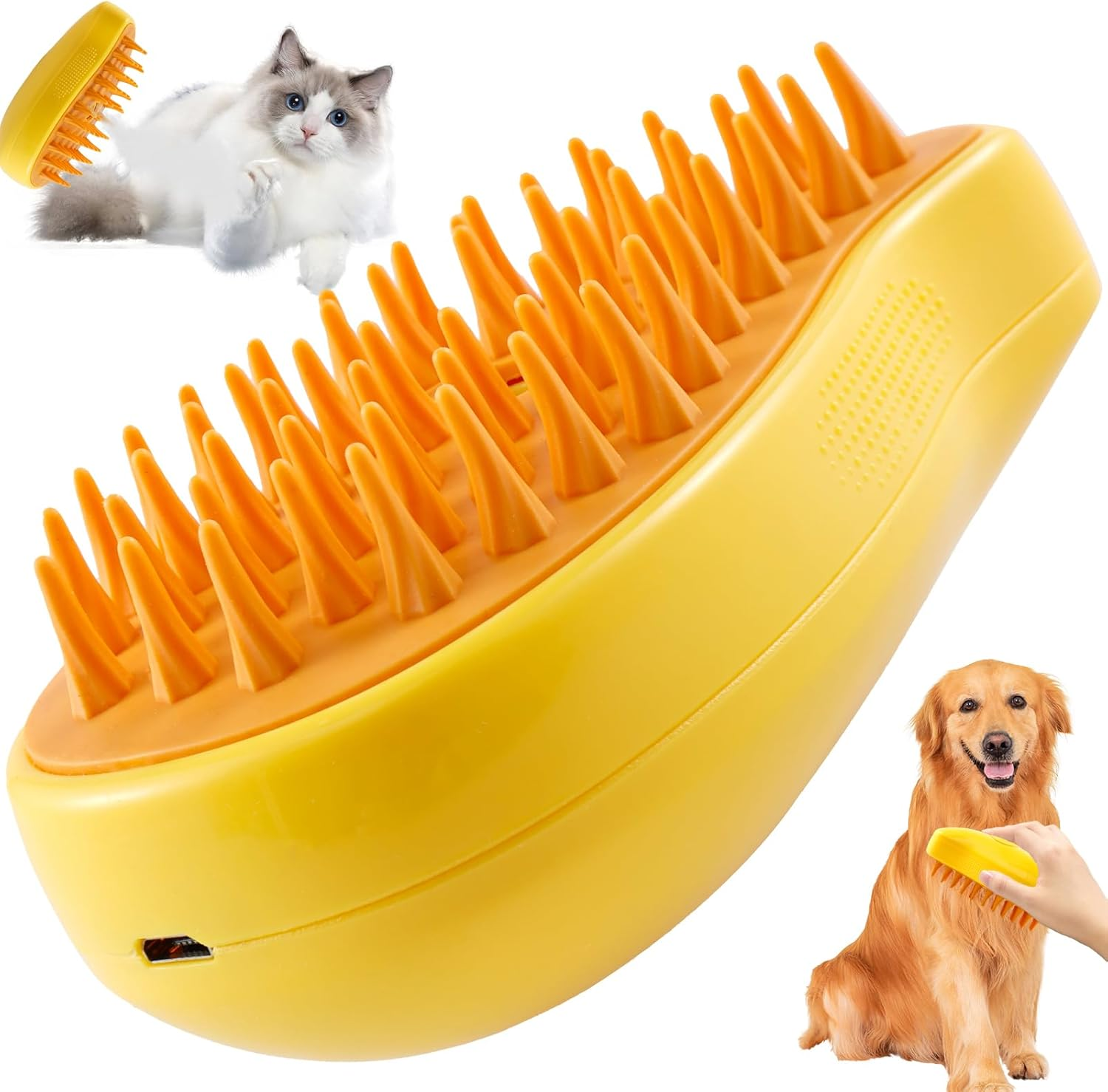 Spray Cat Brush for Shedding, 3 in 1 Cat Steamy Brush,Multifunctional Dog Steamer Brush with Water Tank ,USB Electric Spray Cat Hair Brush, Pet Massage Steamy Brush Grooming Brush,Anti-Flying Hair (Fresh Green)