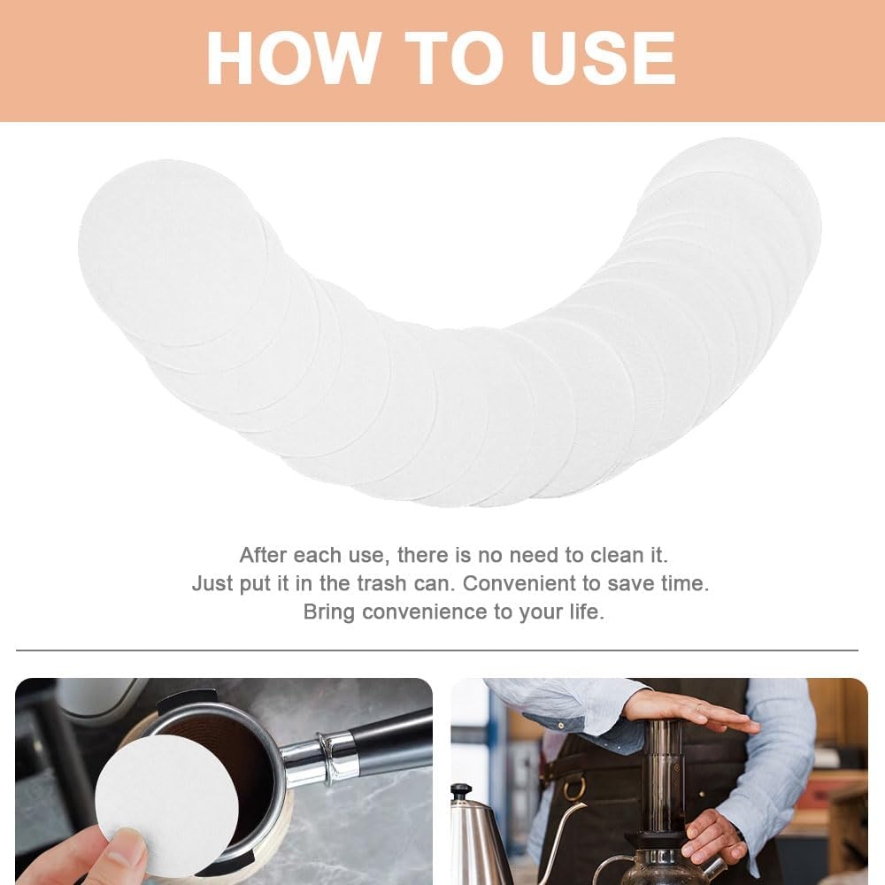 HOTUT Coffee Filters Papers, 100 Pcs&times;51Mm round Coffee Filters Papers, Micro Paper Filters Replacement Compatible with Coffee and Espresso Maker - White image number 5