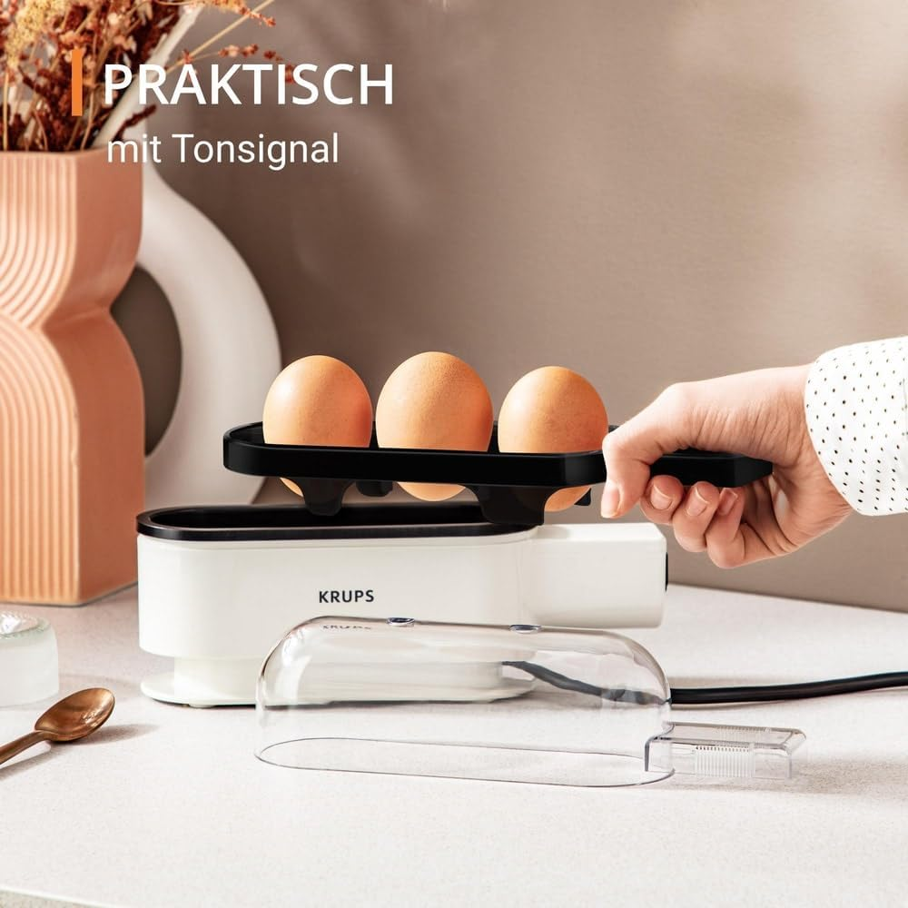 Krups Ovomat Trio EG234115 Egg Boiler for up to 3 Eggs Includes Water Measuring Cup with Egg Cutter Egg Holder Beep Sound Bpa-Free image number 3