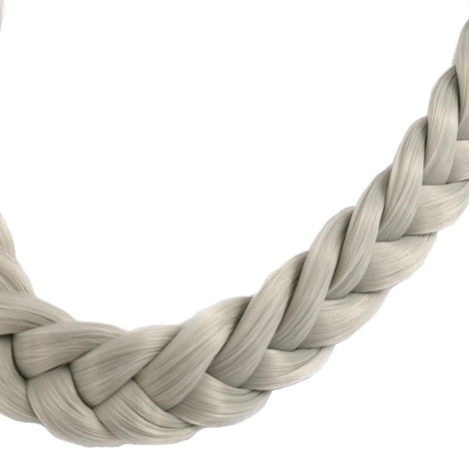 Braided Headband for Women - Soft Elastic Braid Headband in Light Grey, Synthetic Hair Accessory for Everyday, Parties & Special Occasions image number 1