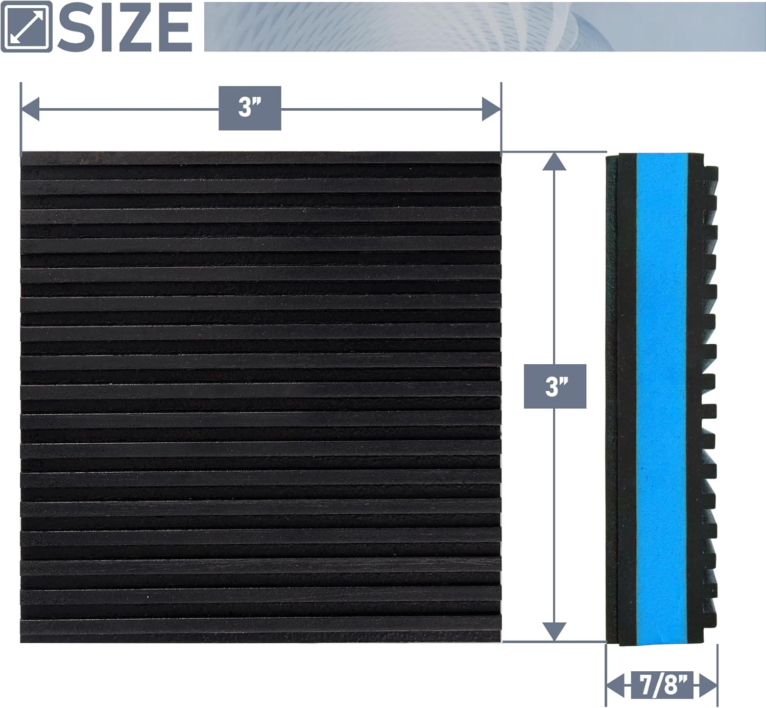 Flamorrow Rubber anti Vibration Pads, 3 X 3 X 7/8 Inch Heavy Duty EVA Anti-Vibration Isolation Pads for Air Compressor, HVAC, Air Conditioner Unit, Treadmill, Pack of 4 image number 3