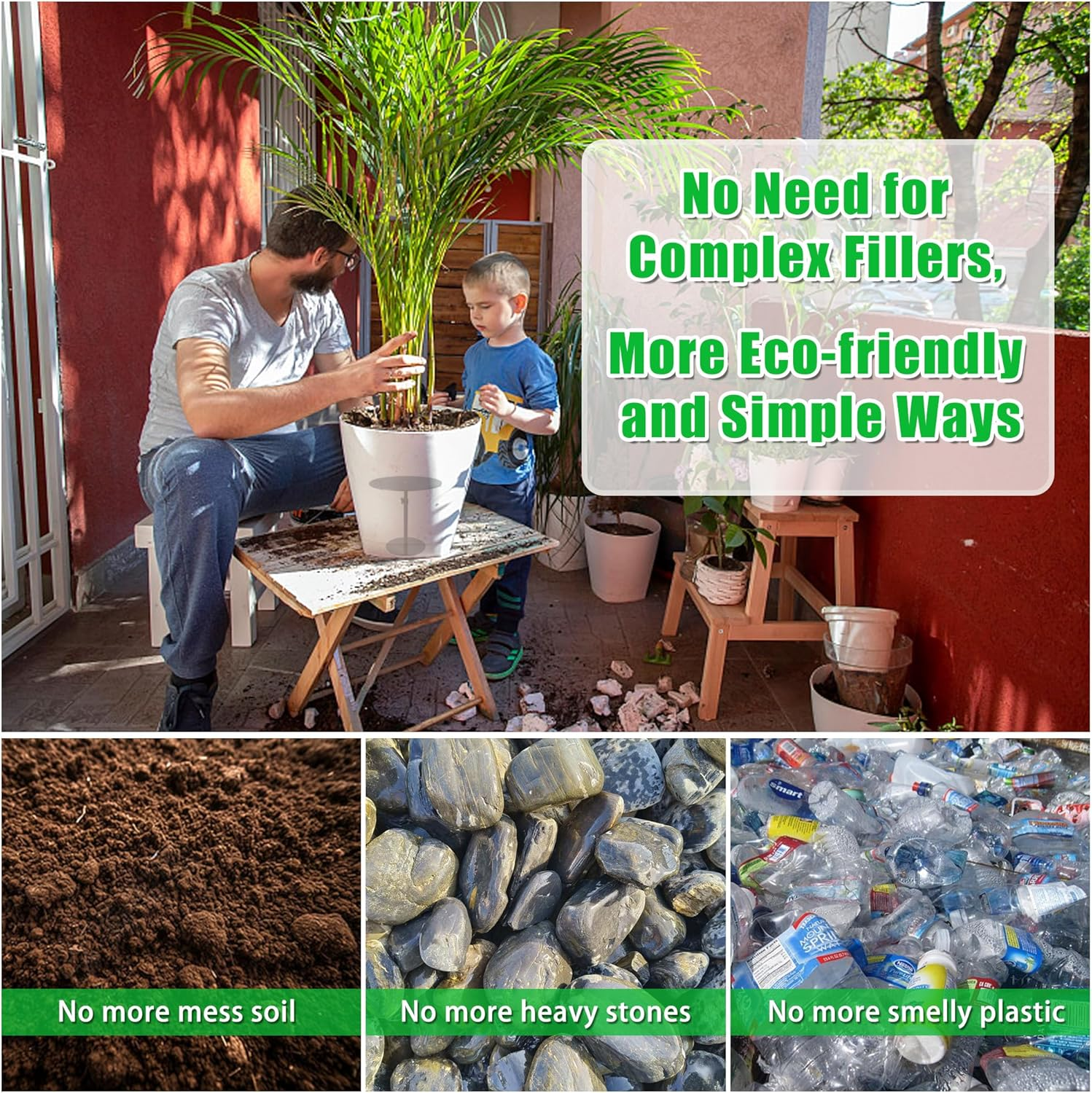 Adjustable Height Plant Risers for inside Pots, 17-32" Rise Planter Inserts Filler for Large Pots, Plant Lift Insert Flower Pot Filler for Indoor Outdoor Tall Taper Pot Containers(6 8 10 Base or Top) image number 2