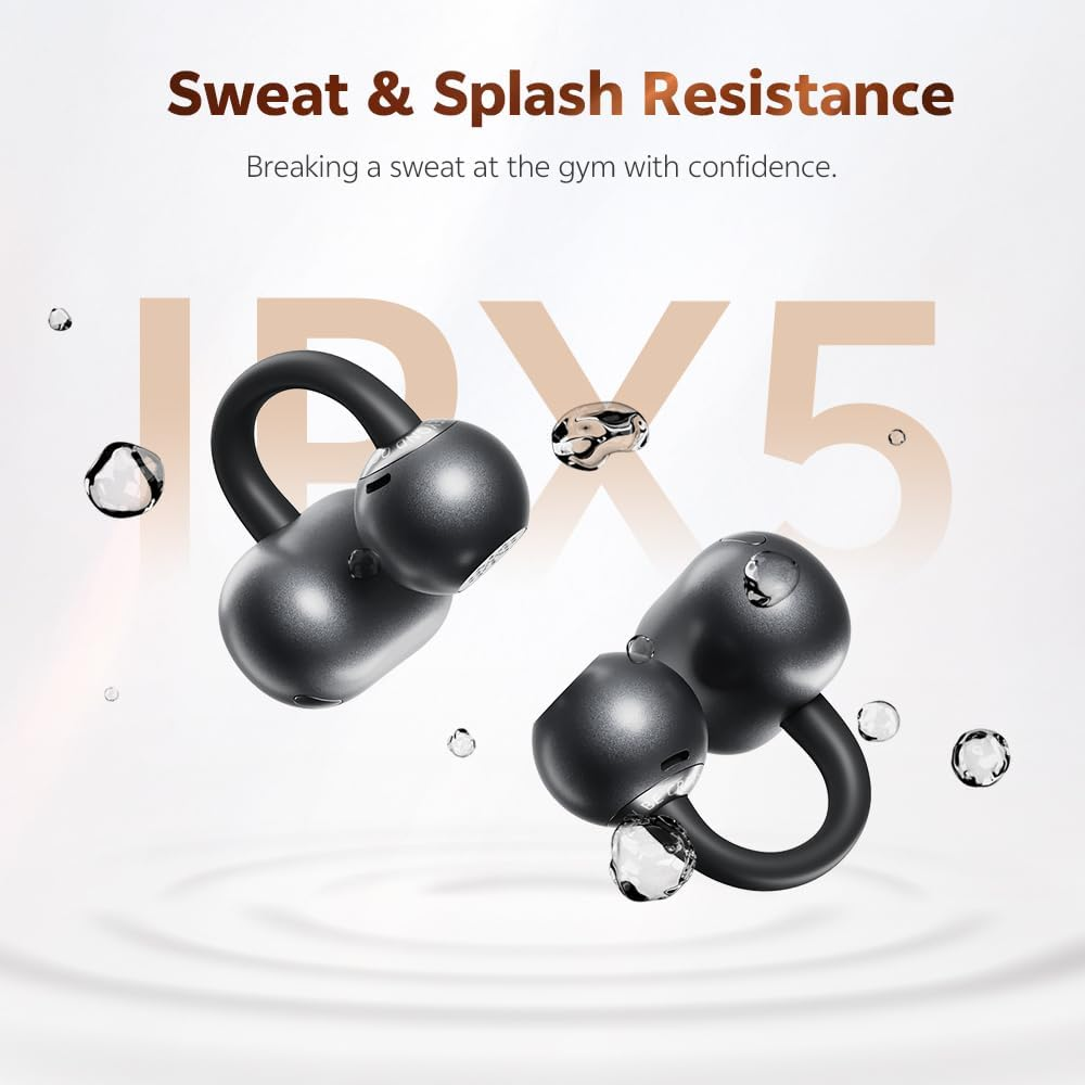 QCY Crossky C50 Open Ear Headphones, Clip-On Headphones, Wireless Bluetooth, Powerful Bass, Noise Cancelling for Calls, 5.2 G, Ultralight & Comfortable, Bluetooth 6.0, 36 Hours Playtime, IPX5 image number 5