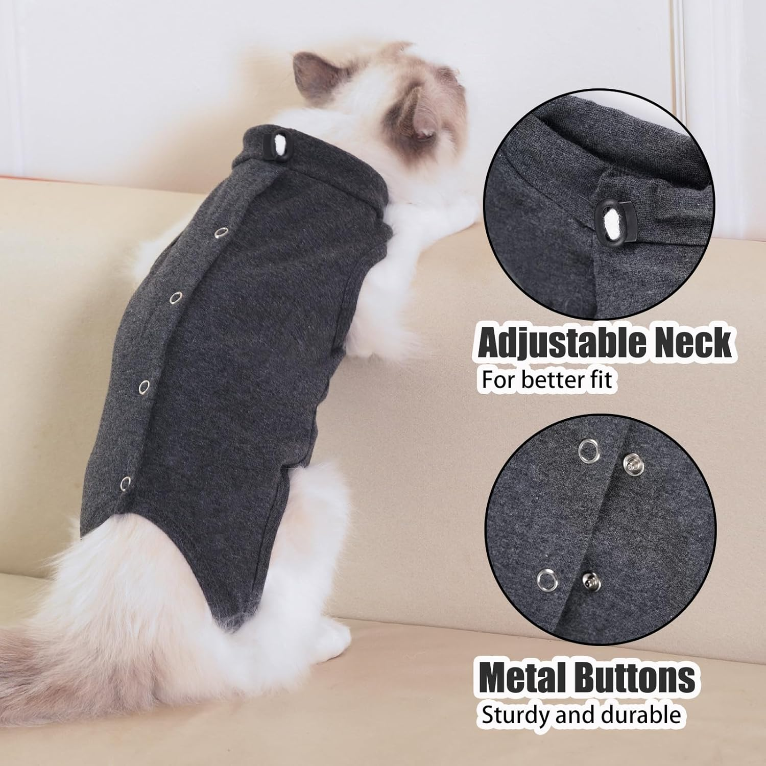 Axcimond Cat Body Surgery Leak Protection Cat Body Operation Castration Body for Cats after Surgery Castration Cat Suit Cat Clothing Surgical Body Cat Collar Alternative image number 2