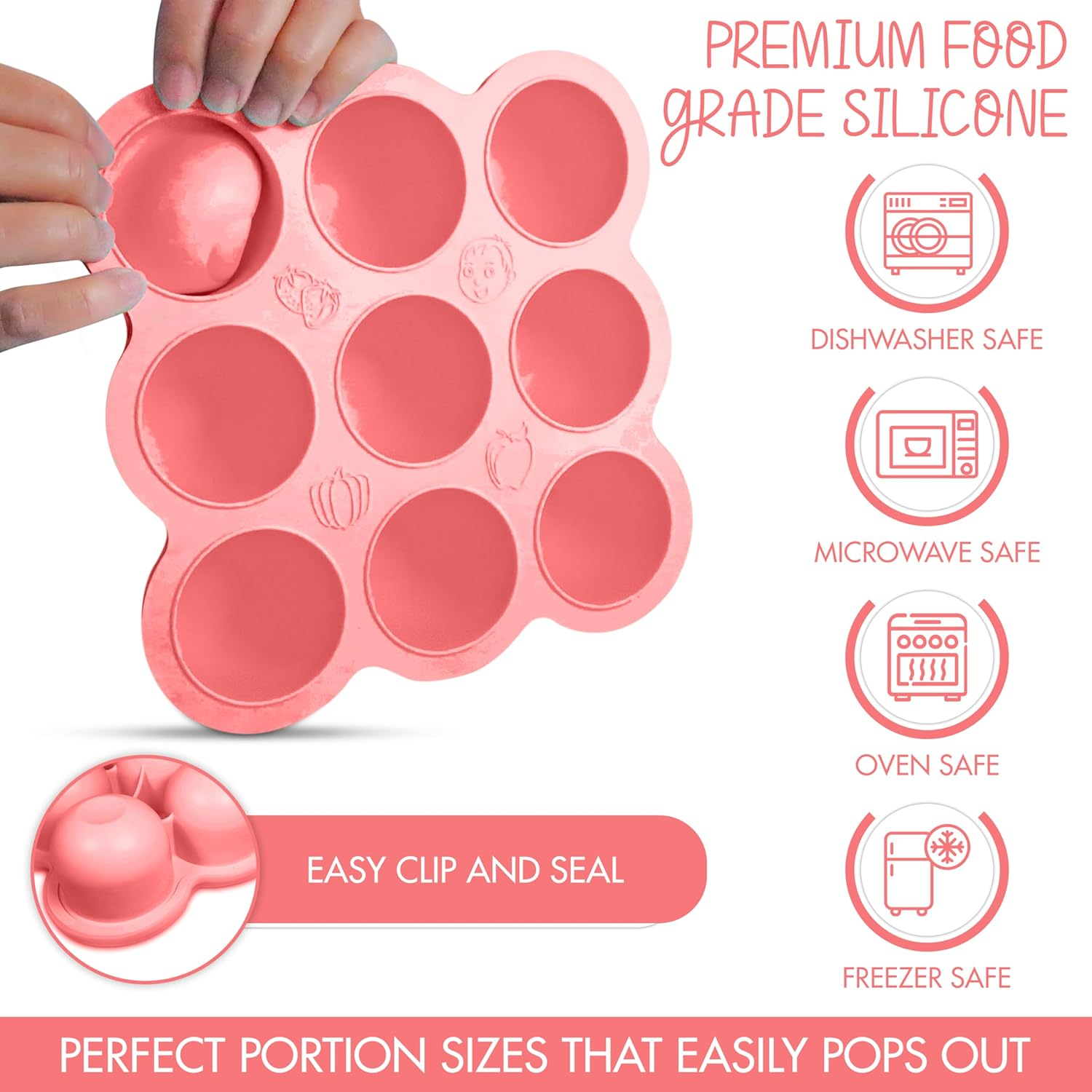 Pink Baby Food Storage, Freezer Tray, Food Grade Silicone, BPA Free, Microwave & Dishwasher Safe, Self Feeding, Baby Led Weaning (19 Cm L X 4.7 Cm H) - Blue image number 1