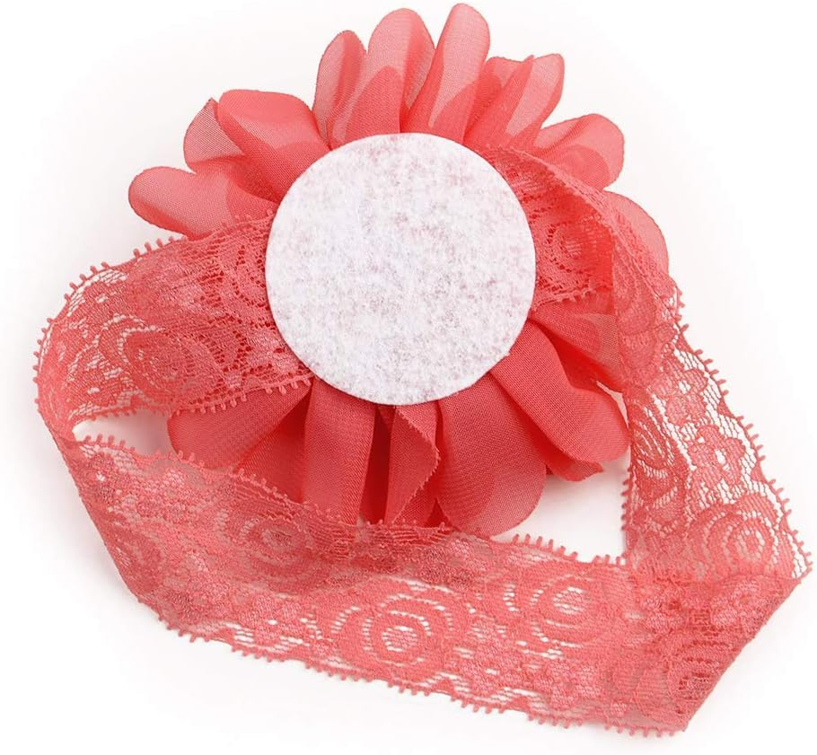 Willingtee 20Pcs Baby Girls Headbands Chiffon Flower Lace Band Hair Accessories for Baby Girls Newborns Infants Toddlers image number 6