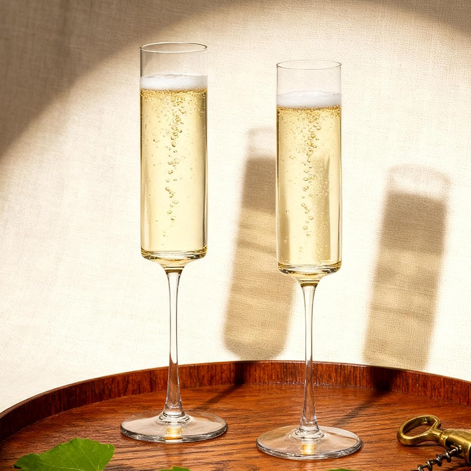 Set of 6 Crystal Champagne Glasses, Hand Blown Elegant Glasses 6.5 Ounce for Birthday Wedding Anniversary Transparent Champagne Flutes for Celebrations and Special Occasions image number 2