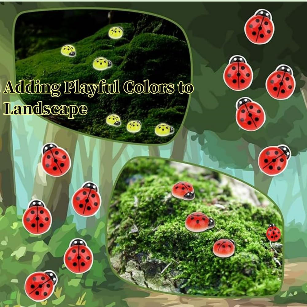 100 Pcs Mini Resin Animals,Tiny Resin Figures Glow Ladybugs,Noctilucent Miniature Animals Accessories,Cute Toys Ornaments,Mini Statue Stuff for Home Garden Party Decorations Cupcake Toppers DIY Crafts image number 5