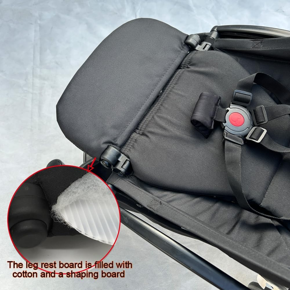 Stroller Leg Rest Compatible with Babyzen YOYO - Foldable Stroller without Disassembly - Extend 6.2 Inch Easy to Attach & Clean, Soft Fabric (Black) image number 5