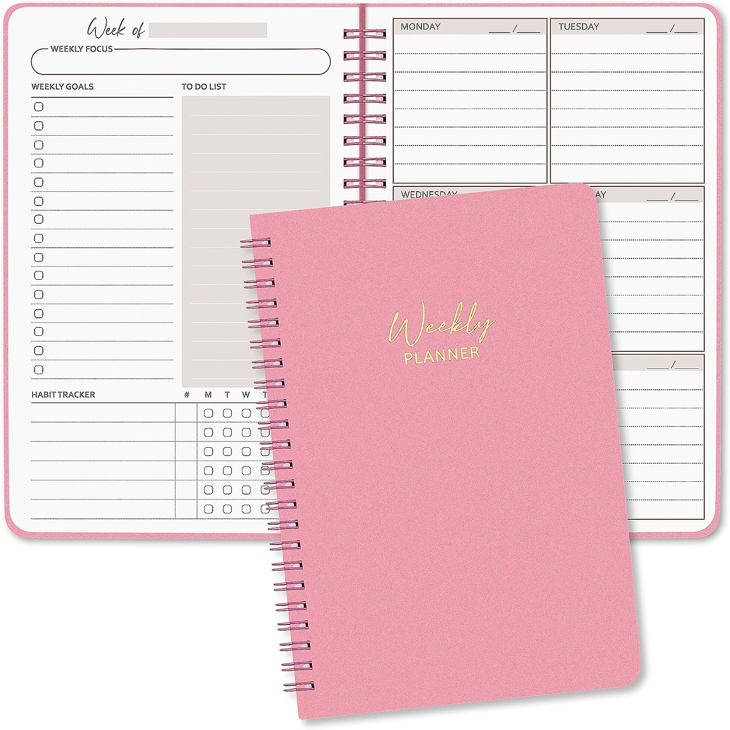 Weekly Planner Undated, Daily Planner, Habit Tracker Journal, Weekly Goals Schedule Planner with Spiral Binding, to Do List Notebook Calendars Organizers for Man & Women, 52 Weeks (14.8Cm X 21Cm) image number 4