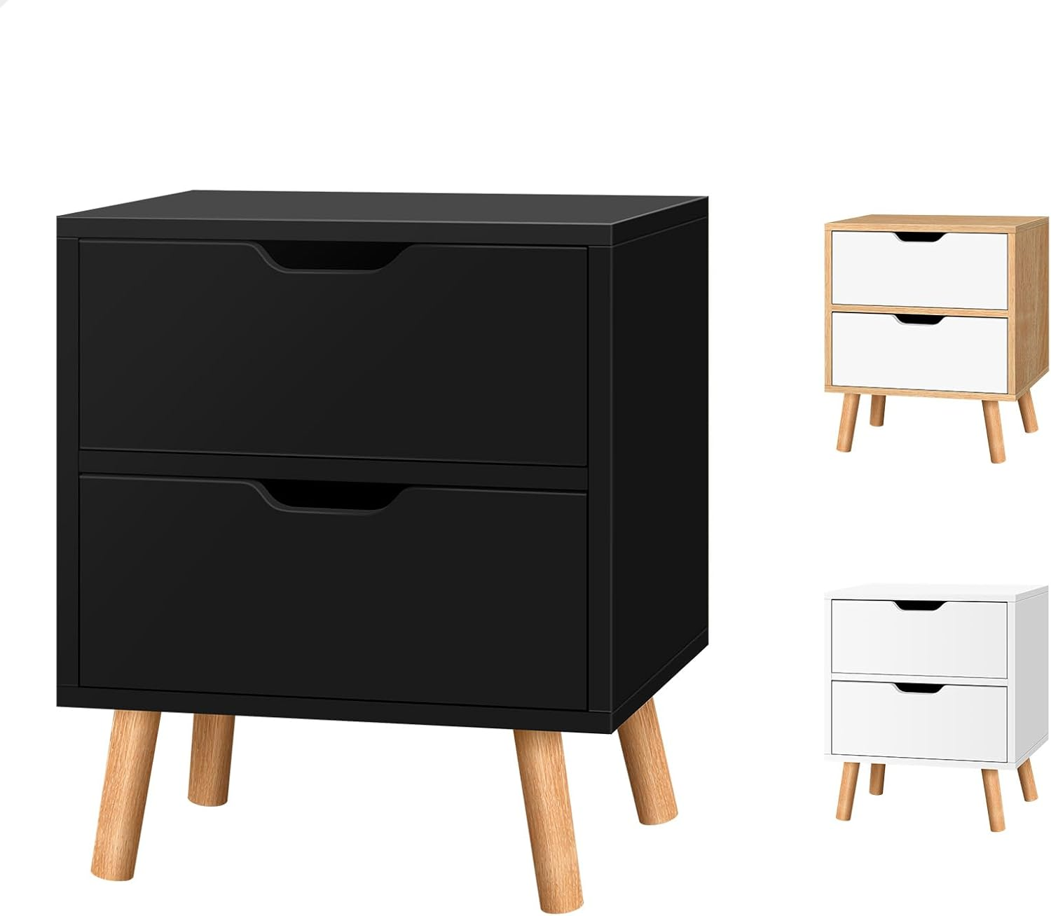 ALFORDSON Bedside Table 2-Drawer Nightstand, 48X 40X 52Cm, Side Cabinet Chest Table for Hallway, Bedroom and Living Room, Wooden Organiser Storage with Slatted Front (Wood Color)