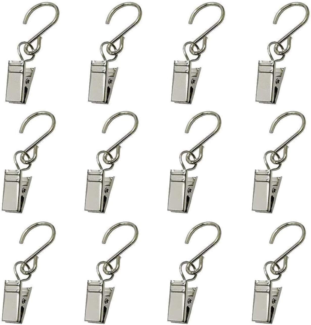 Stainless Steel S Hooks Curtain Clips,30 Pcs Hanging Party Lights Hangers, Curtain Hooks, Apply to Outdoor Light Strings Hooks Courtyards Camping Tents Christmas Decorations Clips image number 1