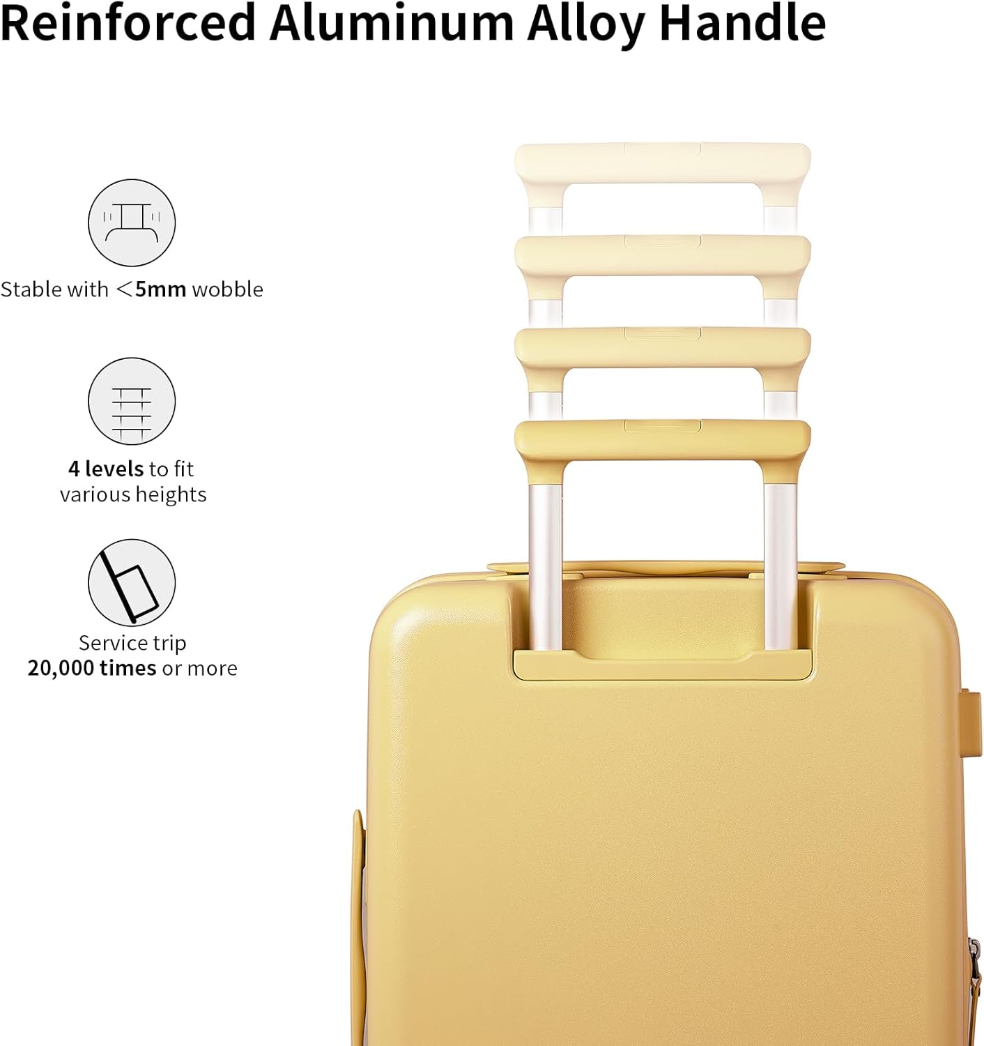 Carry on Luggage Suitcases with Wheels: Checked 26 Inch Luggage with 8 Spinner Wheels, Expandable Large Suitcase with 100% PC Hard Shell Travel Luggage Suitcases (Cheese Yellow) image number 2