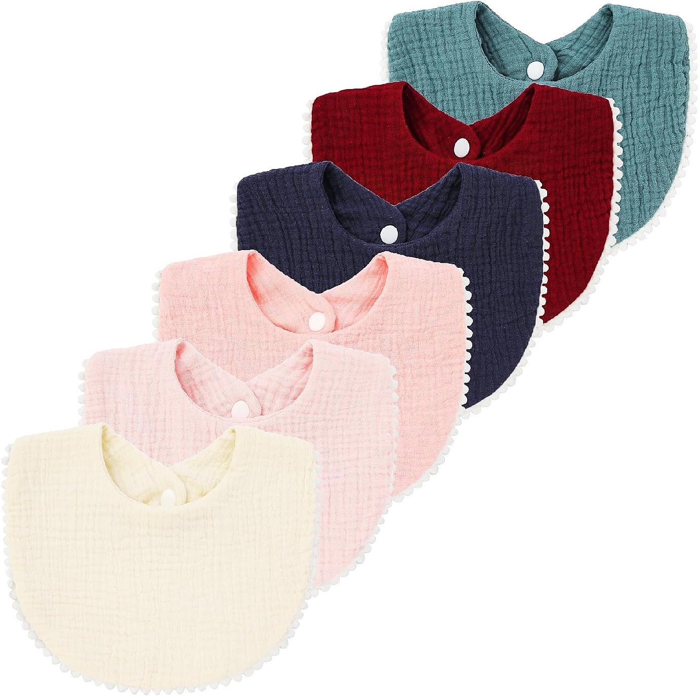 6 PACK Muslin Baby Drooling Bibs for Unisex Boys Girls Cotton Absorbent Feedig Teething Bandana Drool Bibs Scarf Bibs