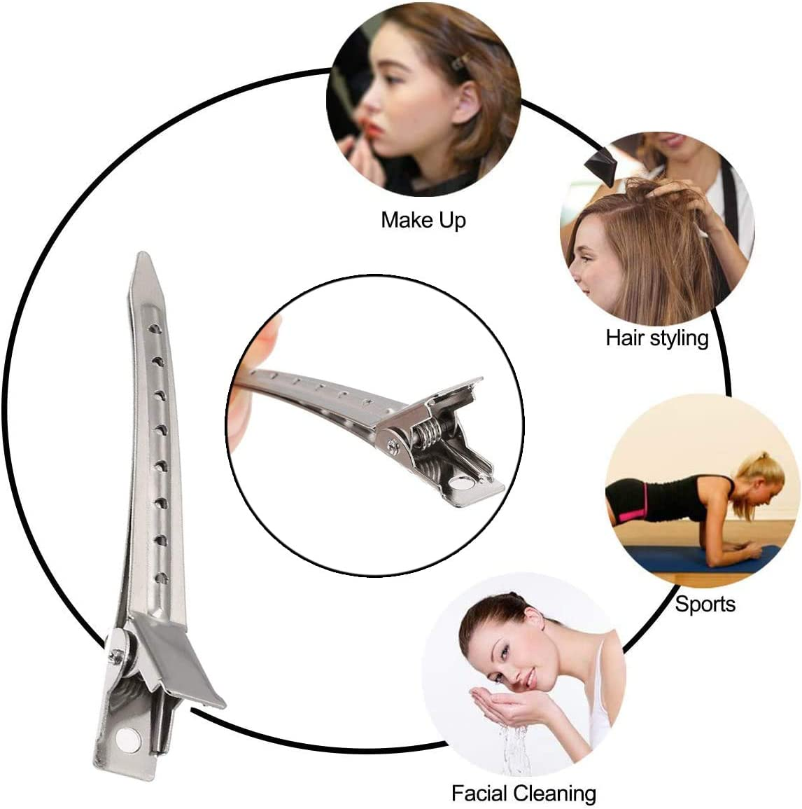 50 Pieces Duck Bill Clips, Betterjonny Metal Hair Clips 3.54 Inch Silver Sectioning Hair Clips Hairpins Alligator Hair Clips for Hair Styling Hair Coloring image number 2