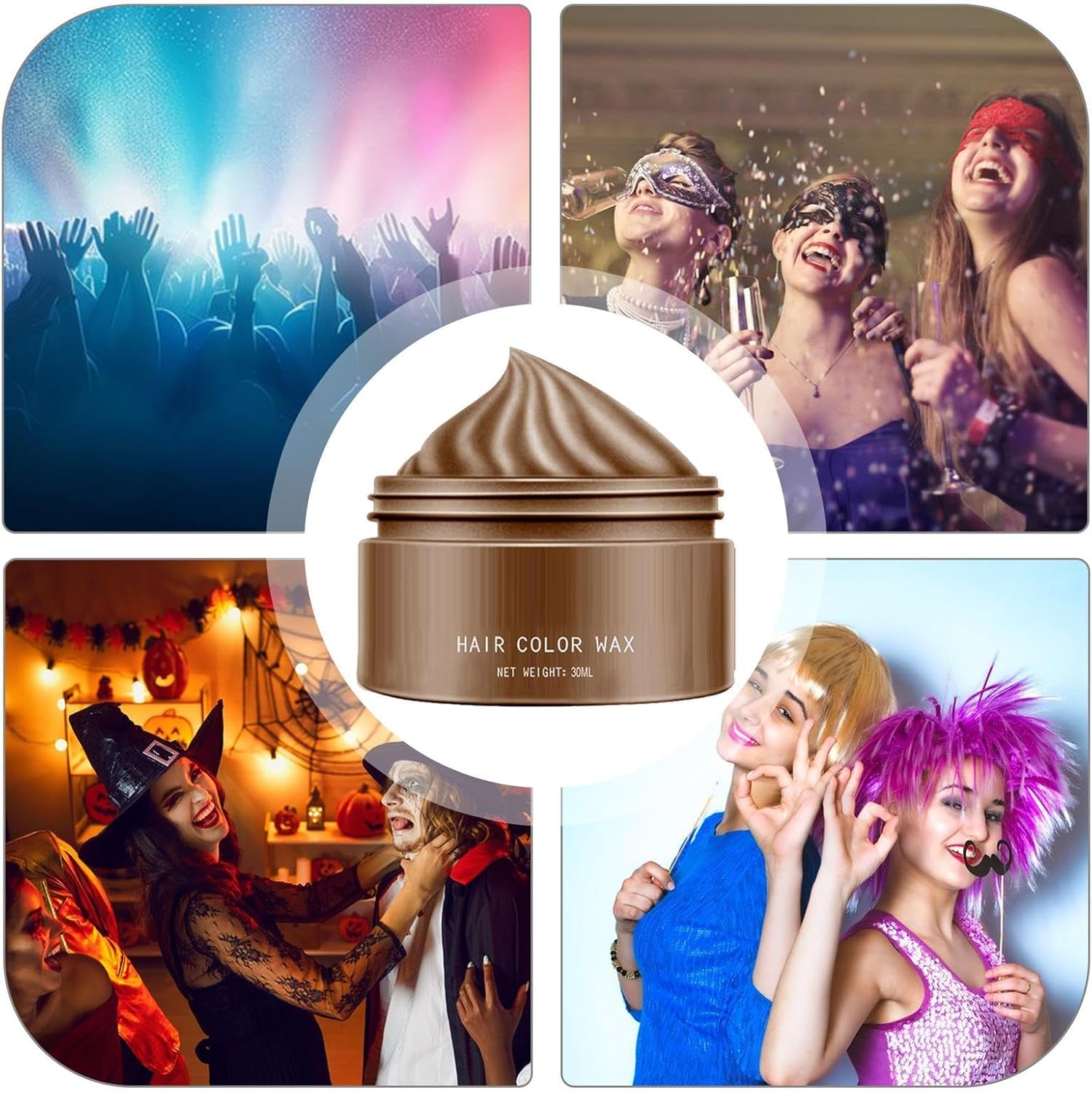 Brown Hair Color Wax, Temporary Hair Color Wax for Dark Hair, Temporary Hairstyle Dye Cream for Men Women, Instant Hairstyle Wax for Party Cosplay image number 3