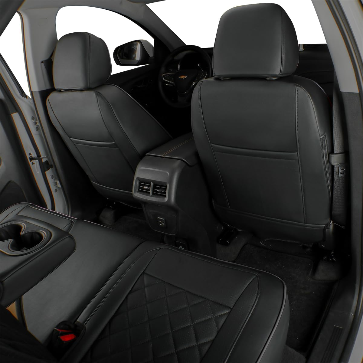 EKR RAV4 Hybrid Seat Covers Custom Fit for Toyota RAV4 Hybrid Cruiser/Hybrid Gx/Hybrid GXL 2019 2020 2021 2022 2023 2024 Leather Car Seat Covers Full Set -Nappa Leather A81 Diamond(Black) image number 3