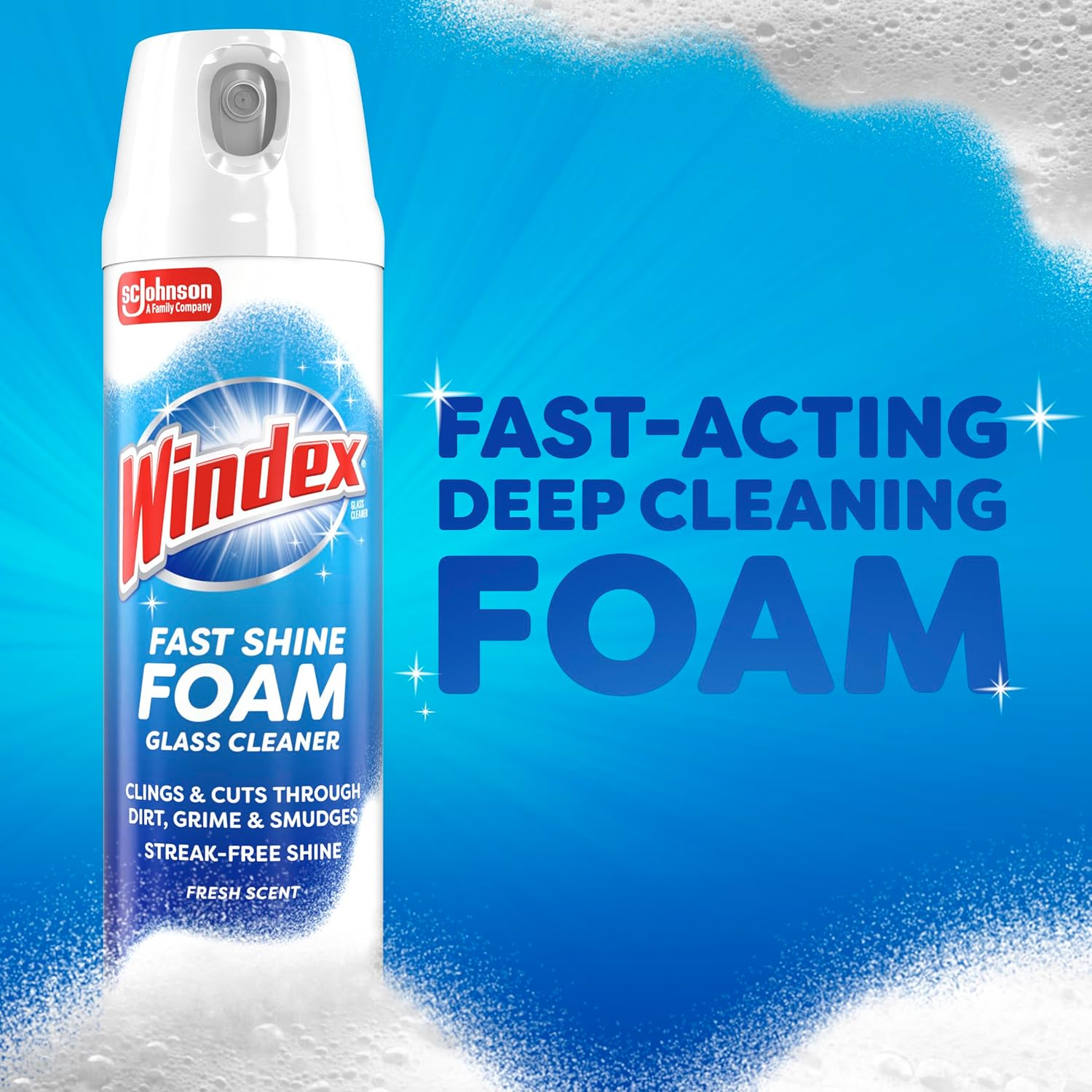 Windex Fast Shine Foam Glass Cleaner 500G &ndash; Clings & Cuts through Dirt, Grime & Smudges, Streak-Free Shine on Numerous Hard Surfaces around the Home image number 6
