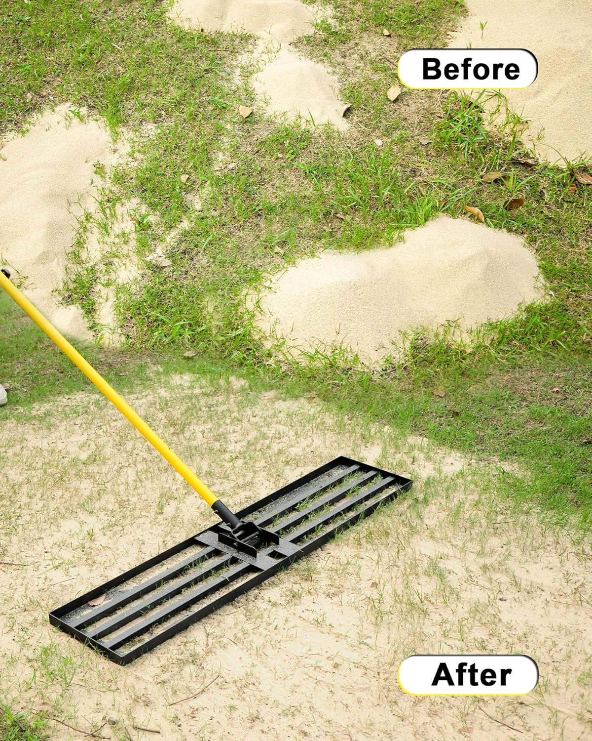 Blumetrec Lawn Leveling Rake, 76X25.5Cm Top Soil Spreader, Heavy Duty Sand Leveling Tool with 213Cm Long Handle for Fertiliser Gravel, Steel Golf Rake Soil Leveller for Yard, Garden, Golf Course image number 6
