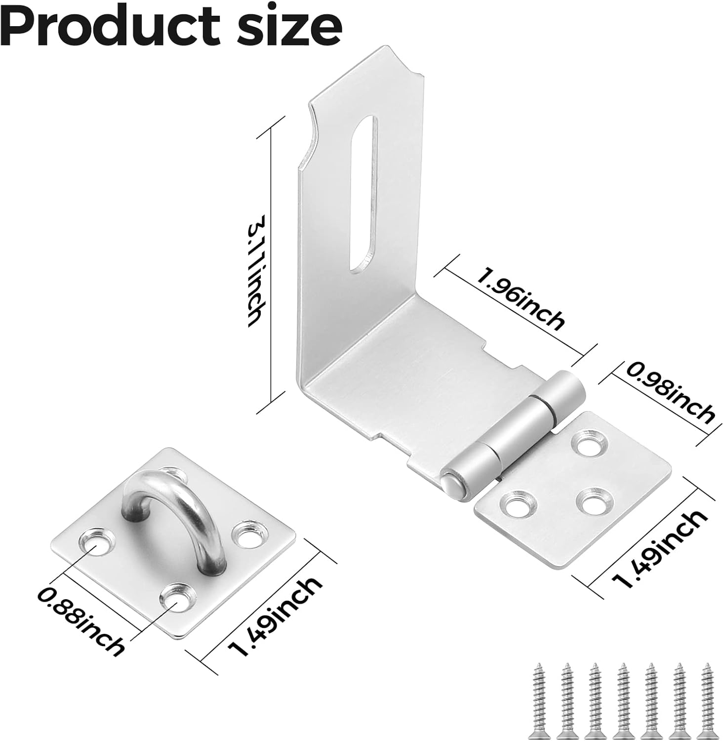Hasp Latch 4 Pack, 90 Degree Solid 304 Stainless Steel File Cabinet Lock Desk Drawer Lock, Safe Security Padlock Latch Hasp Lock for Personal Privacy image number 2