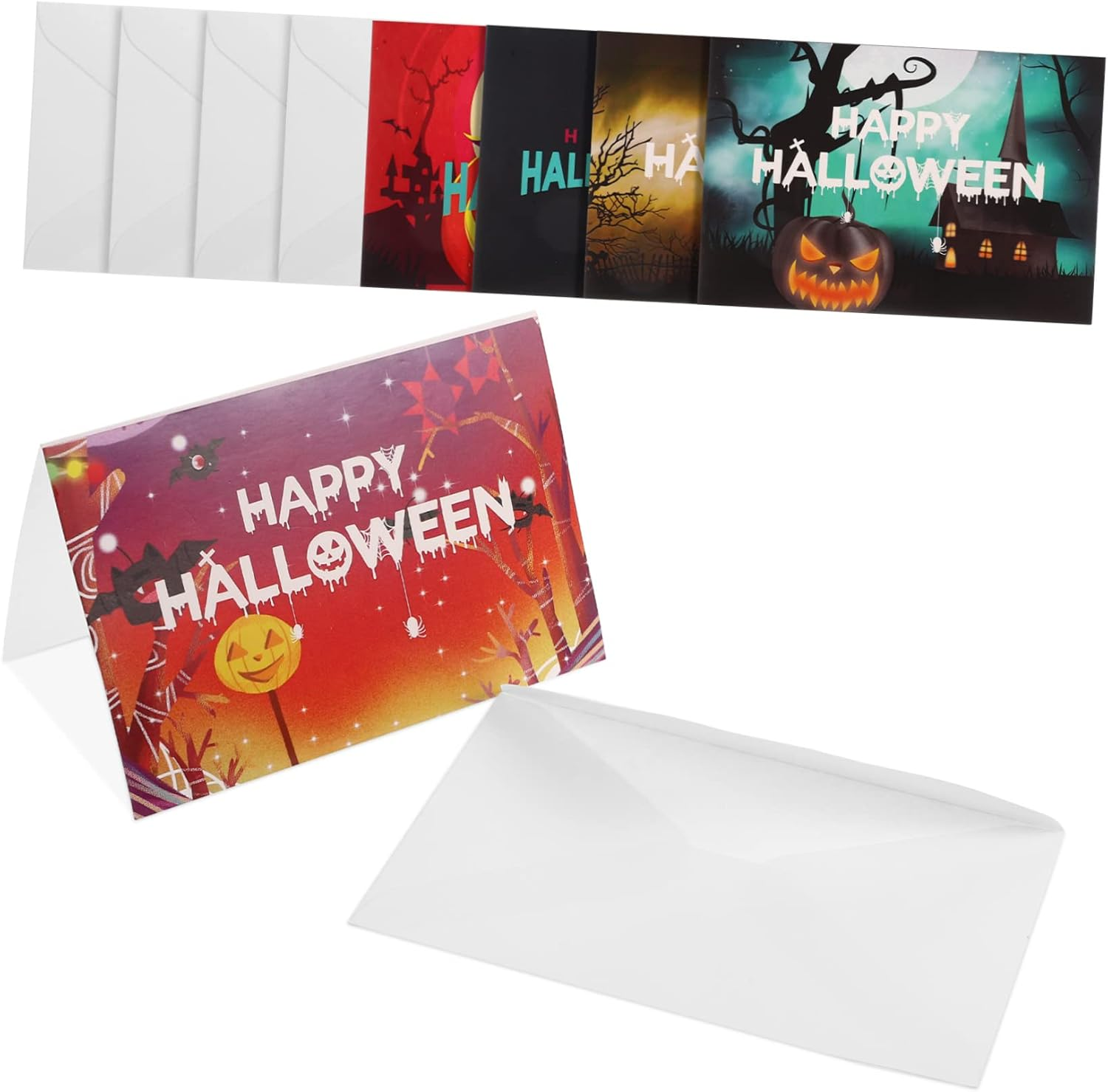 Gadpiparty 12 Sets Halloween Card Happy Halloween Greeting Card Halloween Party Card Message Cards Halloween Envelops Ghost Decor Festival Blessing Cards Cartoon Cards Pumpkin Paper Fold