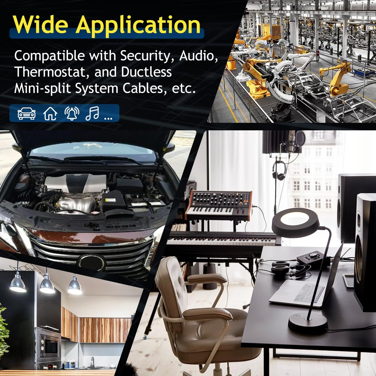 16 Gauge Wire 2 Conductor Oxygen-Free Tinned Copper Electrical Wire, 16 AWG Wire Pure Copper Stranded PVC Cord, 12V 24V Flexible 16/2 Cable for Automotive Marine LED Strips Lamp Lighting (100FT/ 31M)