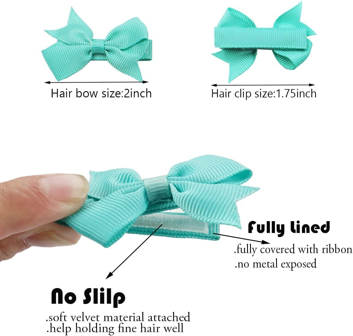 50PCS Hair Bows Clips for Fine Hair 2Inch Tiny Grosgrain Ribbon Baby Bows Alligator Hair Clips Fully Lined for Infants Newborns Toddlers image number 2