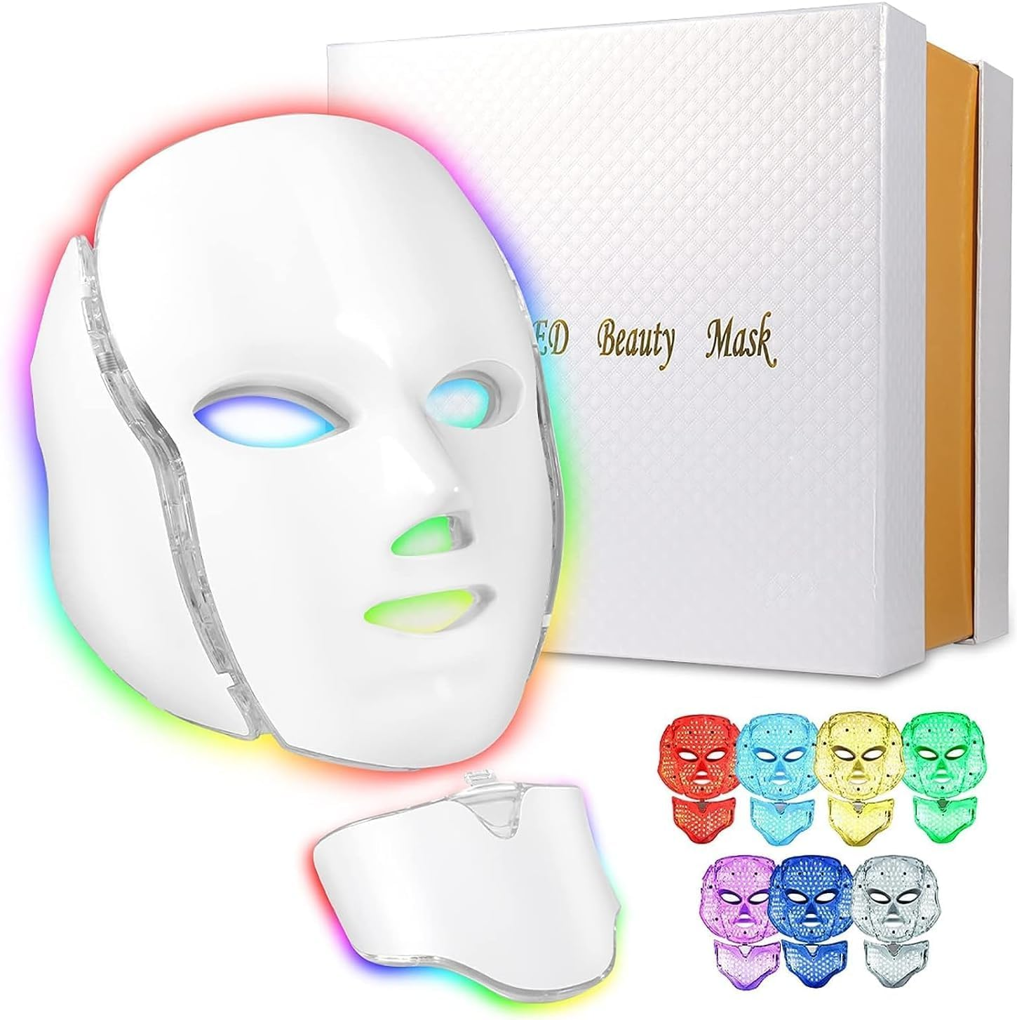 LED Light for Face, 7+1 Color Led Face Mask Light, Maintenance Skin Rejuvenation Facial Skin Care Mask, Home Skin Care Mask for Face and Neck image number 2