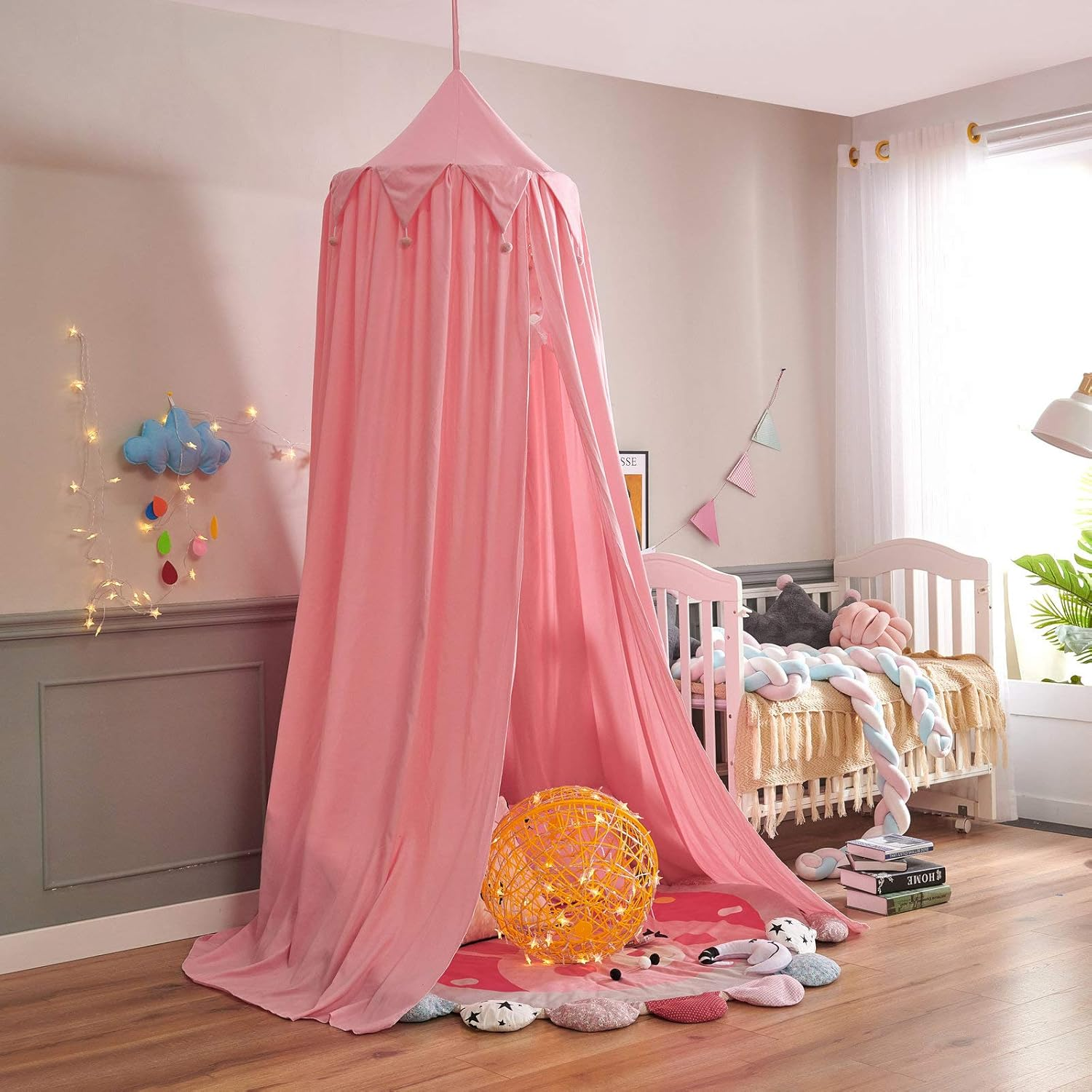 Princess Canopy for Girls Bed with Tassels Hideaway Tent for Kids Rooms or Cribs Nursery for Decoration, Playing,Reading,Sleep as Hanging House Castle - Fresh Green image number 4