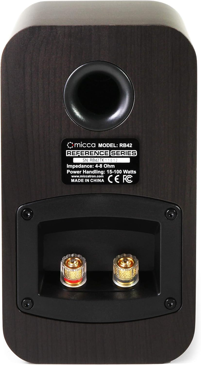Micca RB42 Reference Bookshelf Speaker with 4-Inch Woofer and Silk Tweeter (Dark Walnut, Pair) image number 5