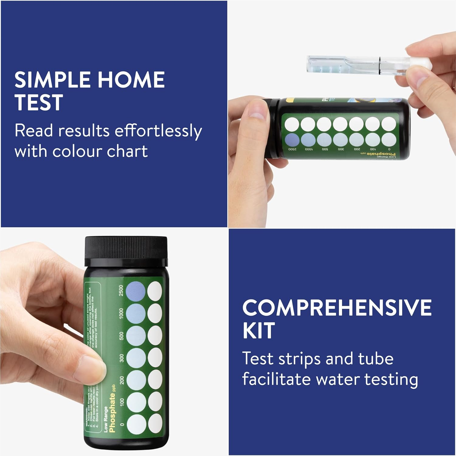 Health Metric Phosphate Aquarium Test Strips - Cold Water Tank Phosphate Testing Kit - Tropical Fish Tank Aquariums or Pond - Aquarium Water Test Kits - for Pools & Spa - 25 Strips image number 2