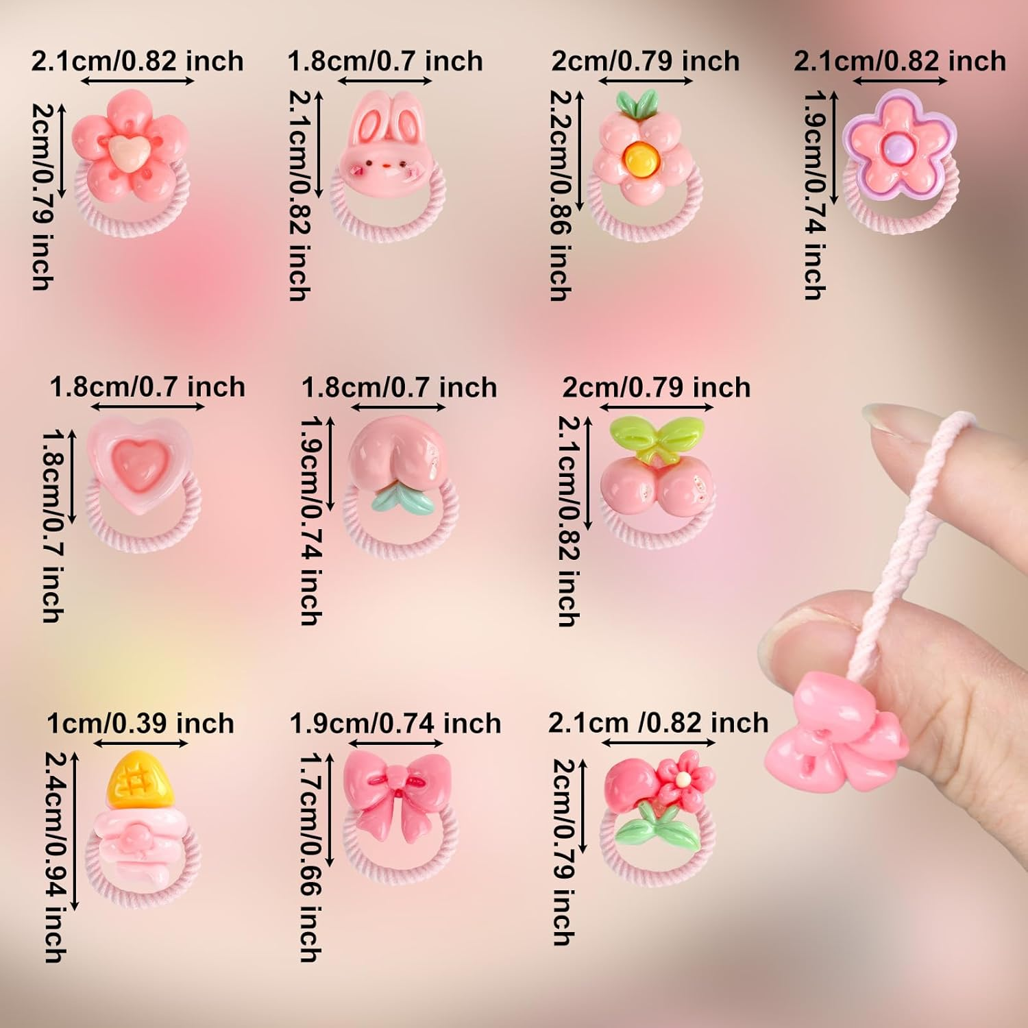 Lasuroa 20Pcs Dog Hair Bows with Rubber Bands, Pink Flower Bowknot Cherry Mix Style Cute Puppy Hair Accessories for Small Dogs Girl Hairties for Grooming and Daily Styling image number 3