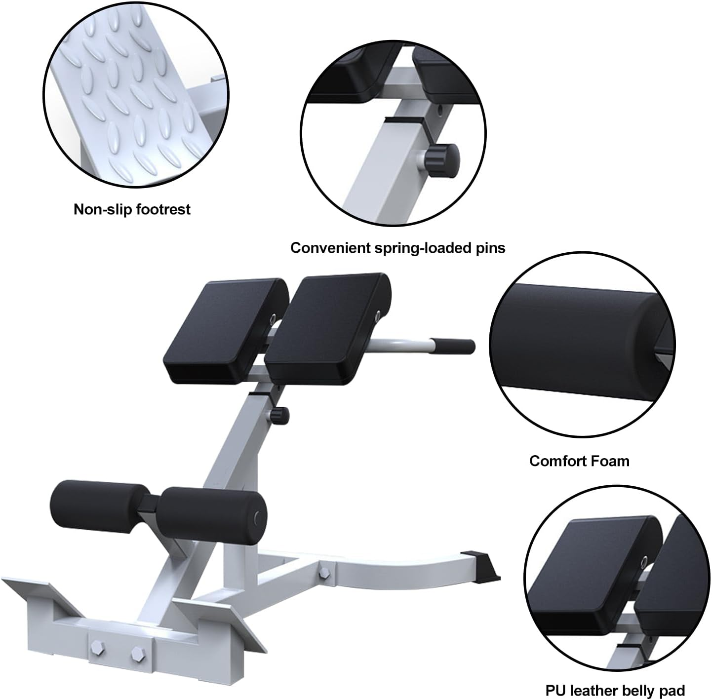 Multifunction Roman Chair Back Extension Machine Height Adjustable Hyperextension Bench Abdominal Exercise Leg Strength Trainer for Home Gym Max Capacity 330 Pounds image number 4