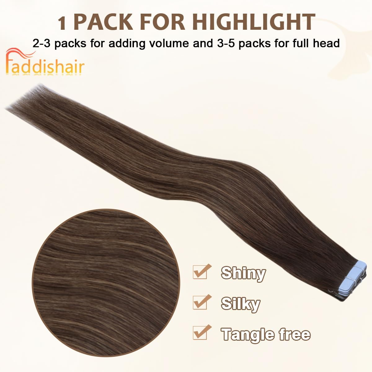 Tape in Hair Extensions Human Hair 16 Inches Balayage D.Brown to Golden Brown 20Pcs 50G/Pack Straight Seamless Weft Skin (Balayage D.Brown to Golden Brown)