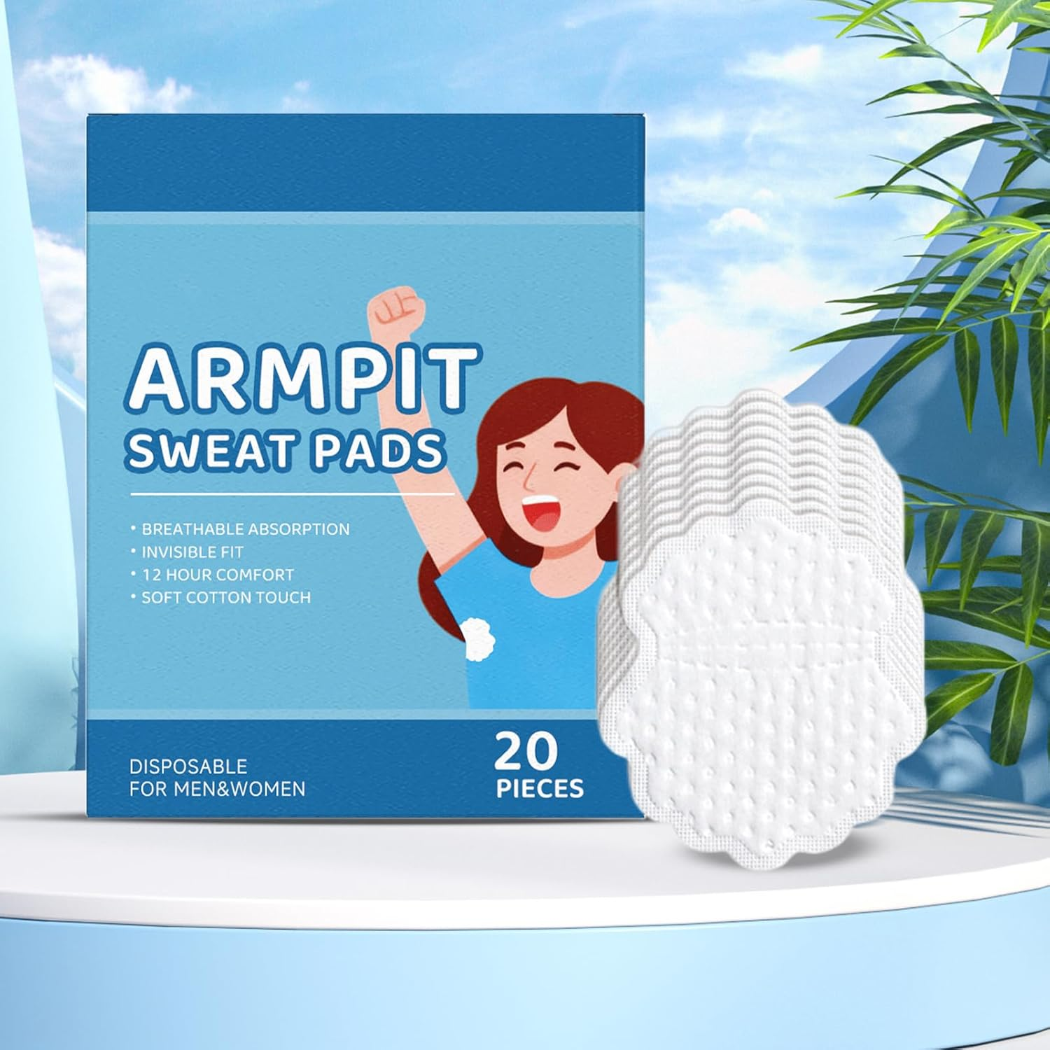 Aebtoe Underarm Sweat Pads, 20 Pieces Comfort Fit Waterproof Breathable Underarm Pads, Leak-Proof for Personal Care Travel Daily Summer image number 3
