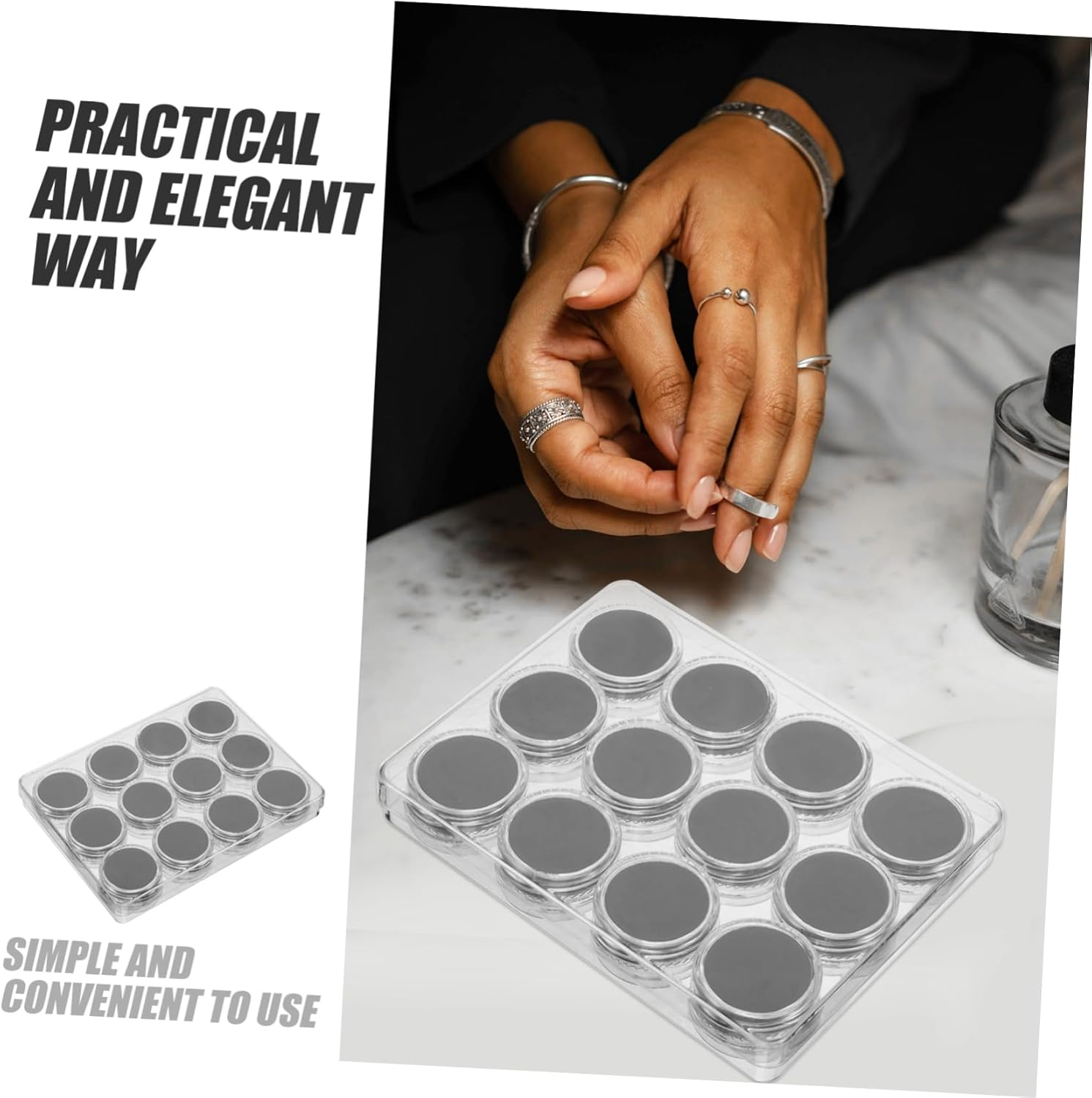 Acrylic Gemstone Display Case Lid round Storage Box for Diamonds Jewelry Organizer for Brooch Pins and Medals for Collectors and Display image number 3